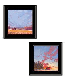 "Scenic Landscapes With Barns" 2-Piece Vignette by Jim Musial, Ready to Hang Framed Print, Black Frame