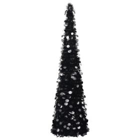 Pop-up Artificial Christmas Tree Black 5 ft PET