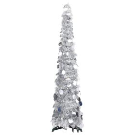 Pop-up Artificial Christmas Tree Silver 4 ft PET