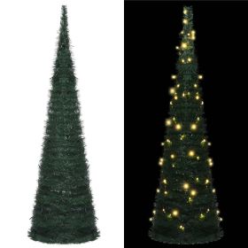 Pop-up String Artificial Pre-lit Christmas Tree Green 5 ft