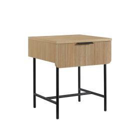 Modern Fluted-Door Minimalist Side Table – Coastal Oak