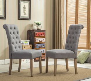 Habit Solid Wood Tufted Parsons Dining Chair, Set of 2, Grey