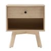 Mid-Century Modern Minimalist 1-Drawer Nightstand – Coastal Oak