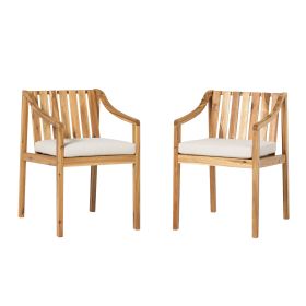 Modern 2-Piece Solid Acacia Wood Dining Chairs – Natural