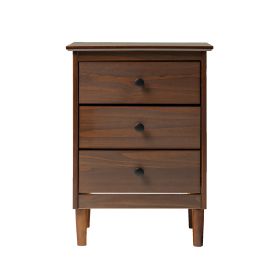 Classic 3-Drawer Solid Wood Nightstand - Walnut