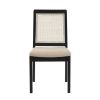 Modern Solid Wood Dining Chair with Rattan Inset Back, Set of 2, Black