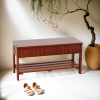 Quality Solid Wood Shoe Bench with Storage, Cherry