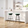 Modern Glam Upholstered Faux Velvet Bar Stool – Emerald