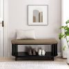 Scandi Upholstered-Top Storage Bench with Lower Shelf – Black