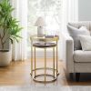 Contemporary Gold-Metal Nesting Side Tables – Dark Walnut / Pale Gold