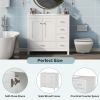 36" White Bathroom Vanity with Ceramic Sink Combo, Abundant Storage Cabinet -2 Soft-close doors and 5 drawers