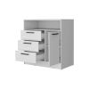 Lincoln White Open Storage Shelf 3 Drawer Dresser