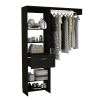 Manchester 150 Closet System, Metal Rod, Five Open Shelves, One Drawer -Black