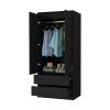 Wyatt Black 2-Drawer Armoire