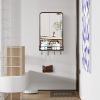 Wall Bathroom Mirror with Shelf Hooks Sturdy Metal Frame for Bedroom Living Room