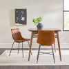 Modern Upholstered Dining Chair with Metal X Base, Set of 2, Whiskey Brown