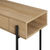 Modern Minimalist Metal and Wood 1-Drawer Entry Table – Coastal Oak