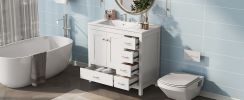 36" White Bathroom Vanity with Ceramic Sink Combo, Abundant Storage Cabinet -2 Soft-close doors and 5 drawers