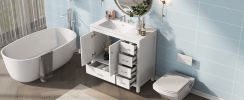 36" White Bathroom Vanity with Ceramic Sink Combo, Abundant Storage Cabinet -2 Soft-close doors and 5 drawers