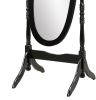 Traditional Queen Anna Style Wood Floor Cheval Mirror, Black Finish