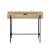 Modern Minimalist Metal and Wood 1-Drawer Entry Table – Coastal Oak