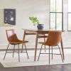 Modern Upholstered Dining Chair with Metal X Base, Set of 2, Whiskey Brown