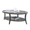 Perth Contemporary Oval Shelf Coffee Table, Gray