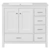 36" White Bathroom Vanity with Ceramic Sink Combo, Abundant Storage Cabinet -2 Soft-close doors and 5 drawers