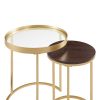 Contemporary Gold-Metal Nesting Side Tables – Dark Walnut / Pale Gold