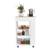 Blosson Kitchen Cart, One Drawer, Two Open Shelves, Four Casters -White / Light Oak