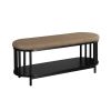 Scandi Upholstered-Top Storage Bench with Lower Shelf – Black