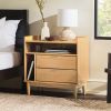 Mid-Century Modern Solid Wood 2-Drawer Gallery Nightstand – Natural Pine