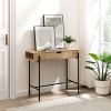 Modern Minimalist Metal and Wood 1-Drawer Entry Table – Coastal Oak