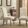 Habit Solid Wood Tufted Parsons Dining Chair, Set of 2, Tan