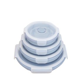 Silicone lunch box (Option: Blue-1100ml)