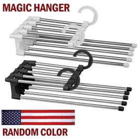 5 In1 Multi-functional Pants Rack Shelves Stainless Steel Wardrobe Magic Hanger (Option: Pants Hanger-Multicolor)