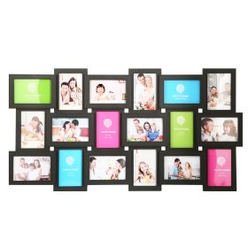 18 Pictures Frames Collage for Photos in 4" x 6" Glass Protection Display Wall Mounting Gallery Home Decor Kit (Color: black)