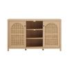 Transitional 58" 2-Door Sideboard with Arched Rattan Panels, Black