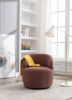 fabric swivel accent armchair barrel chair with black powder coating metal ring