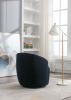 fabric swivel accent armchair barrel chair with black powder coating metal ring